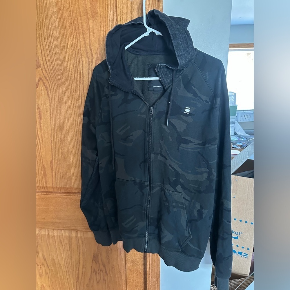 ✨Like new✨ G-Star Men's Camouflage Hoodie with denim hood and sleeves